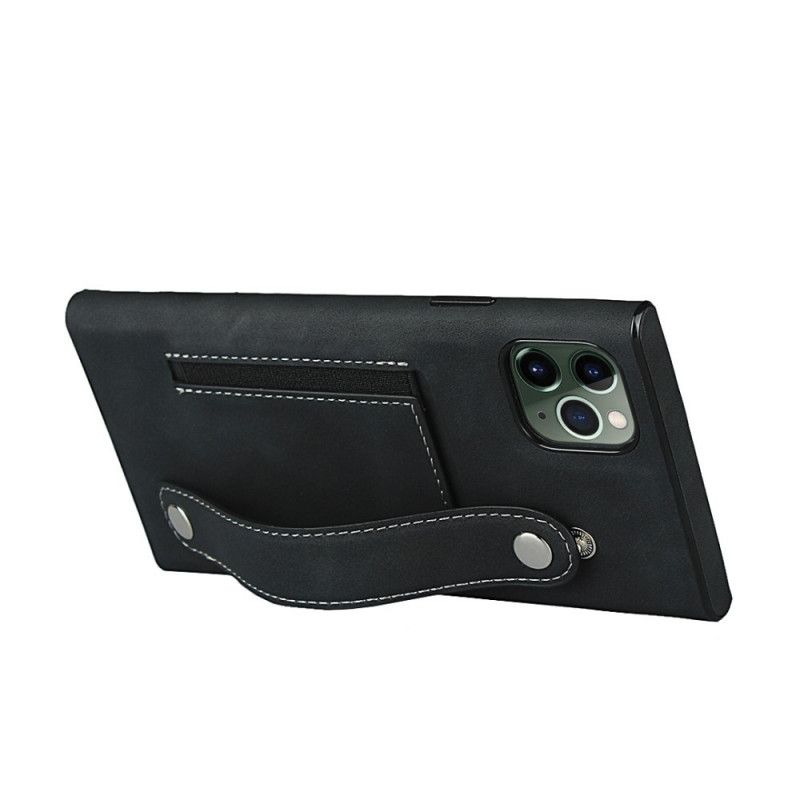 Case Hoesje iPhone 11 Pro Max Rood Zwart Telefoonhoesje Kaarthouder En Riem