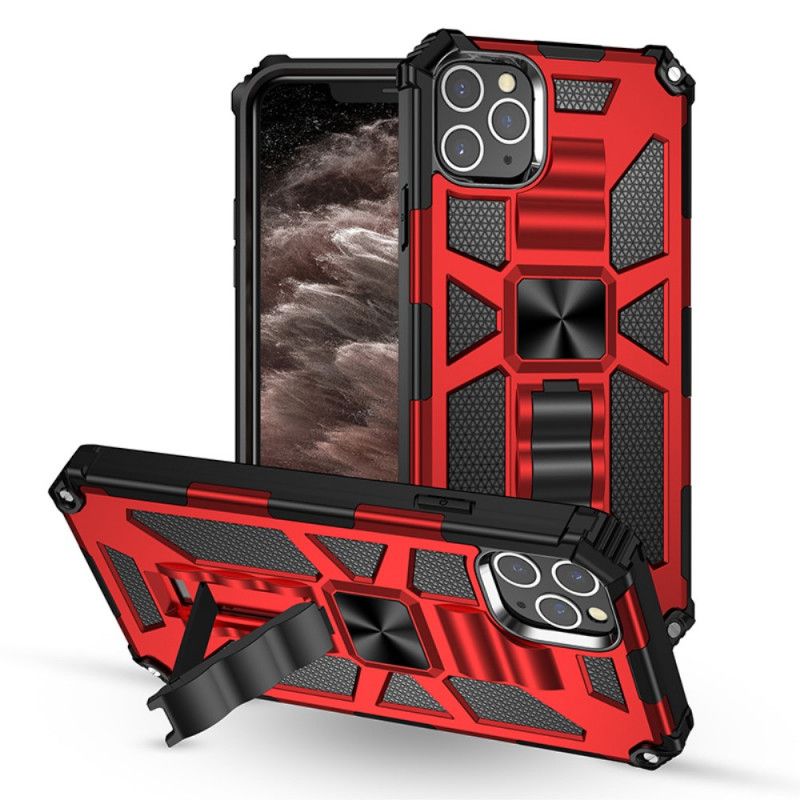 Cover Hoesje iPhone 11 Pro Max Rood Zwart Telefoonhoesje Afneembaar Met Verwijderbare Steun