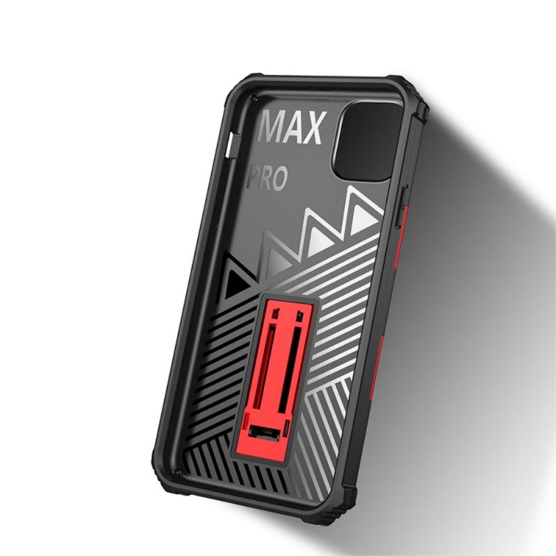 Cover Hoesje iPhone 11 Pro Max Rood Zwart Telefoonhoesje Afneembaar Met Verwijderbare Steun