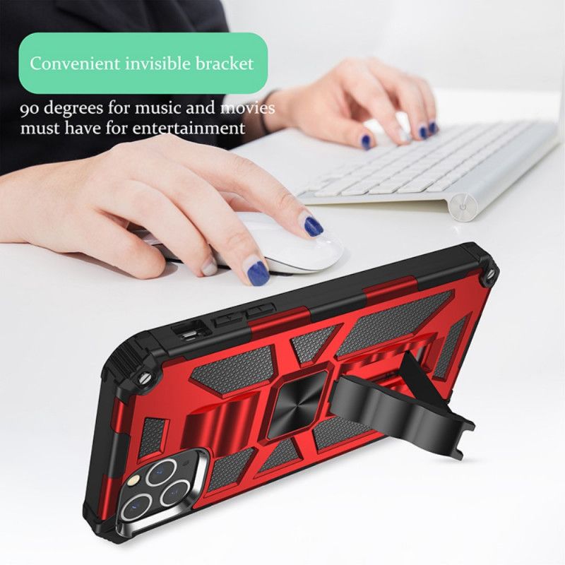 Cover Hoesje iPhone 11 Pro Max Rood Zwart Telefoonhoesje Afneembaar Met Verwijderbare Steun