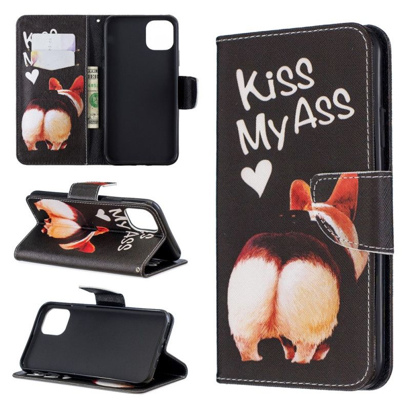 Flip Case Leren iPhone 11 Pro Max Kus Mijn Reet