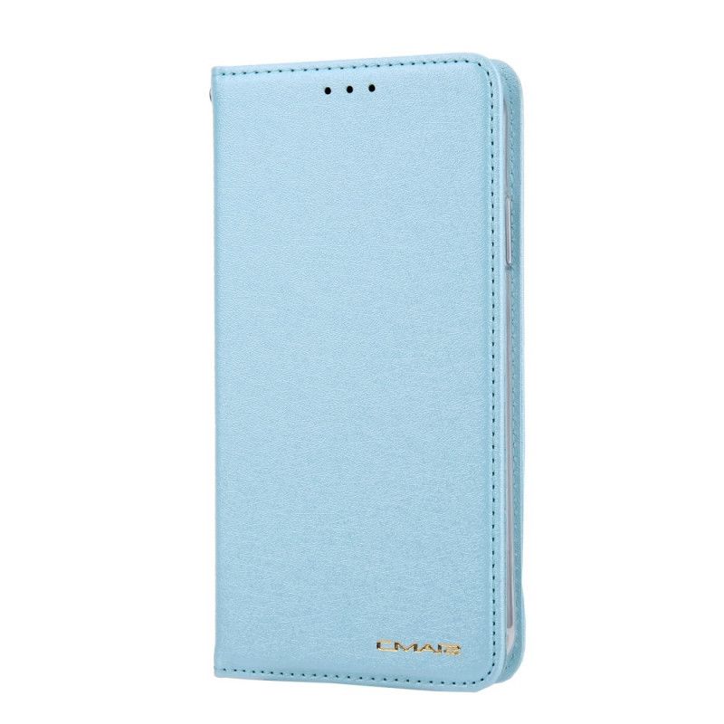 Folio-hoesje iPhone 11 Pro Max Goud Leereffect In Zijdestructuur