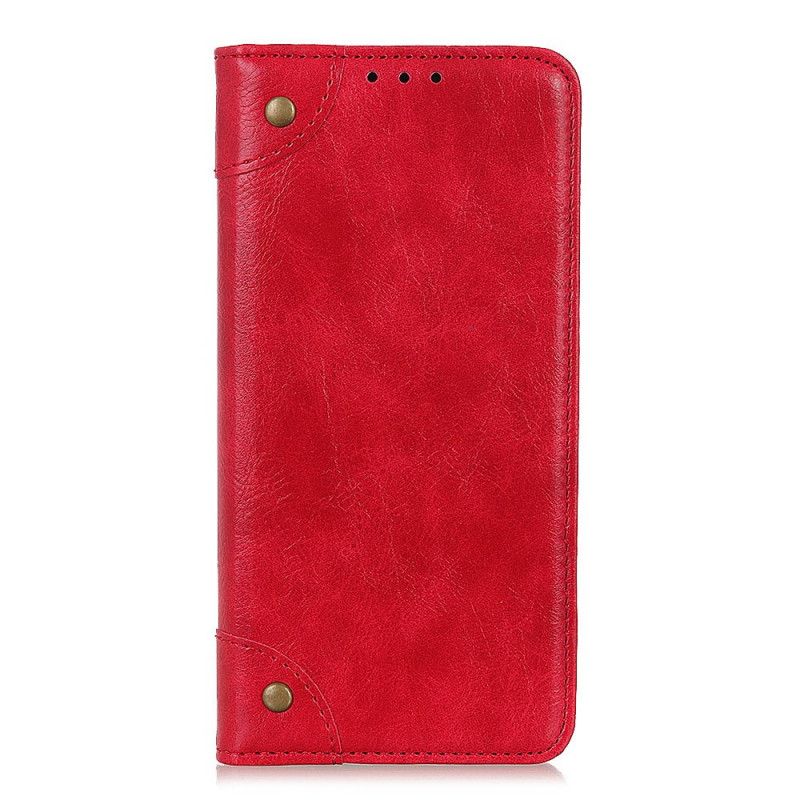 Folio-hoesje iPhone 11 Pro Max Rood Zwart Telefoonhoesje Vintage Klinknagelversie