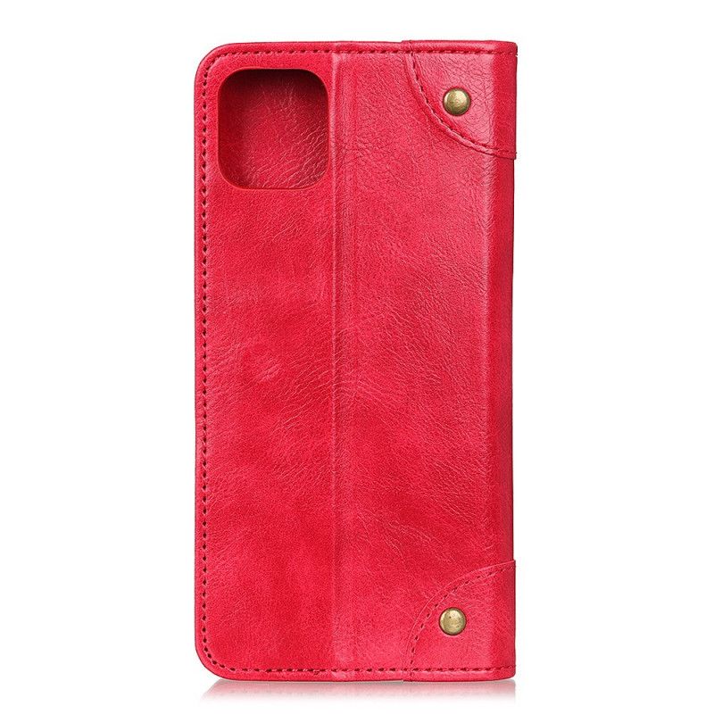 Folio-hoesje iPhone 11 Pro Max Rood Zwart Telefoonhoesje Vintage Klinknagelversie