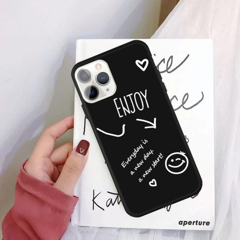 Hoesje iPhone 11 Pro Max Grijs Zwart Siliconen Genieten