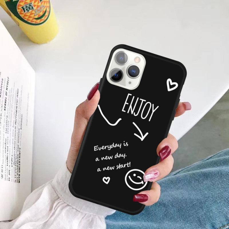 Hoesje iPhone 11 Pro Max Grijs Zwart Siliconen Genieten