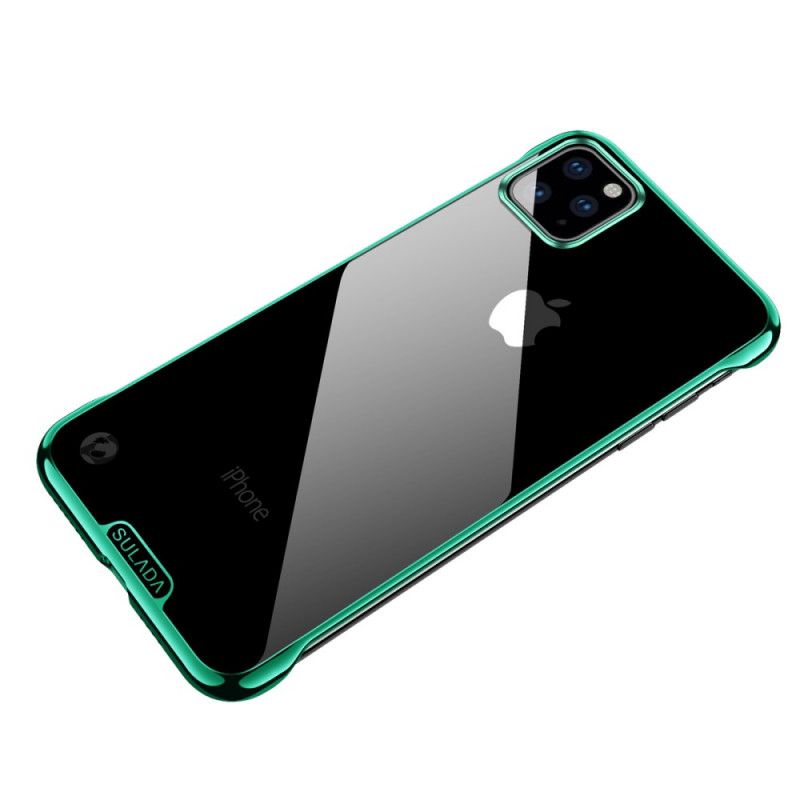 Hoesje iPhone 11 Pro Max Groen Rood Transparant Sulada En Metaaleffect