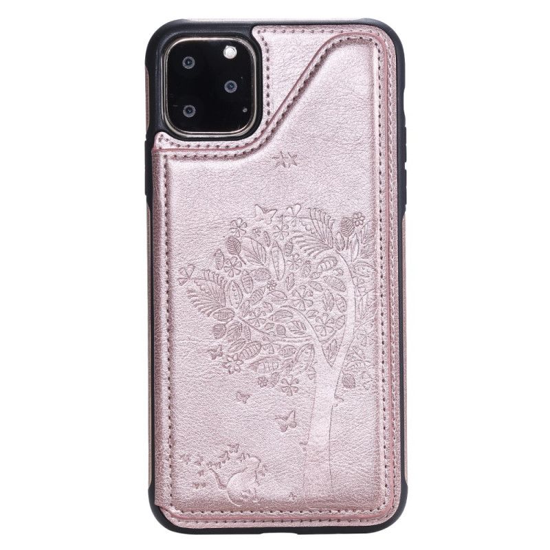 Hoesje iPhone 11 Pro Max Roze Rood Multifunctionele Kattenprint