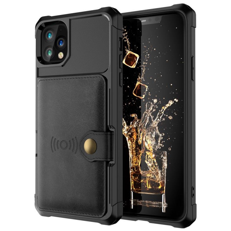 Hoesje voor iPhone 11 Pro Max Lichtblauw Zwart Multifunctionele Kaarthouder