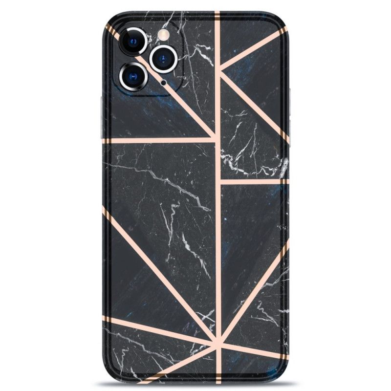 Hoesje voor iPhone 11 Pro Max Roze Zwart Marmeren Flitsende Geometrie