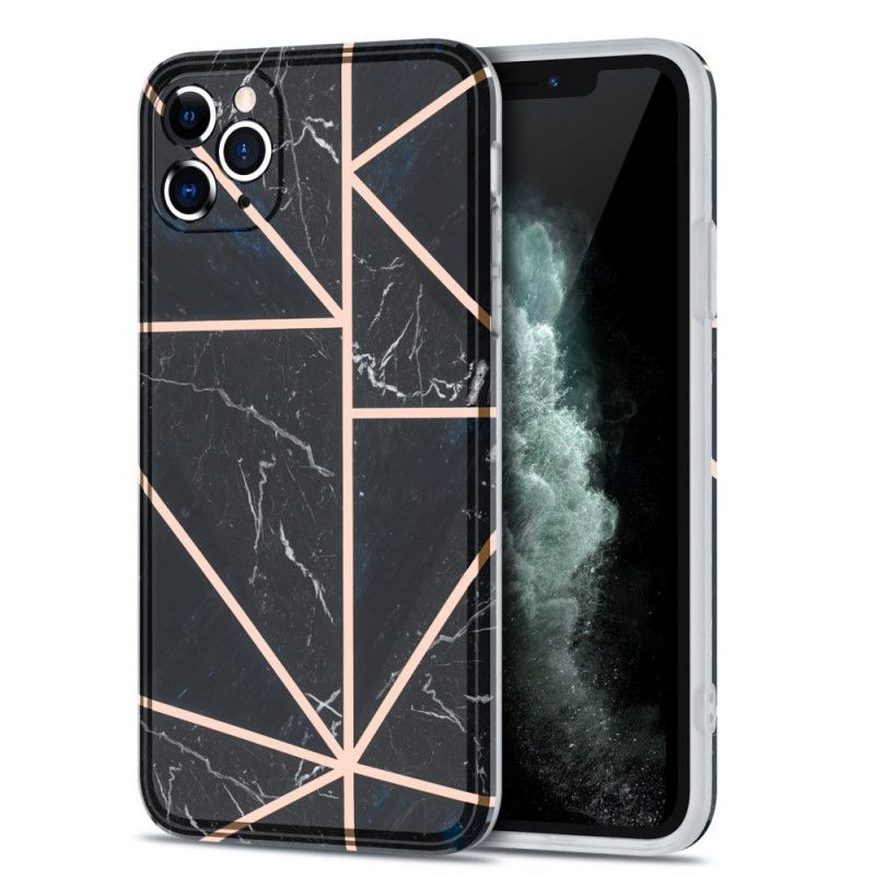 Hoesje voor iPhone 11 Pro Max Roze Zwart Marmeren Flitsende Geometrie