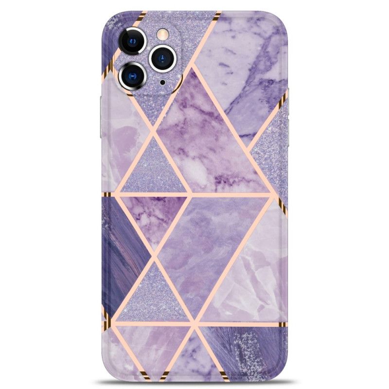 Hoesje voor iPhone 11 Pro Max Roze Zwart Marmeren Flitsende Geometrie