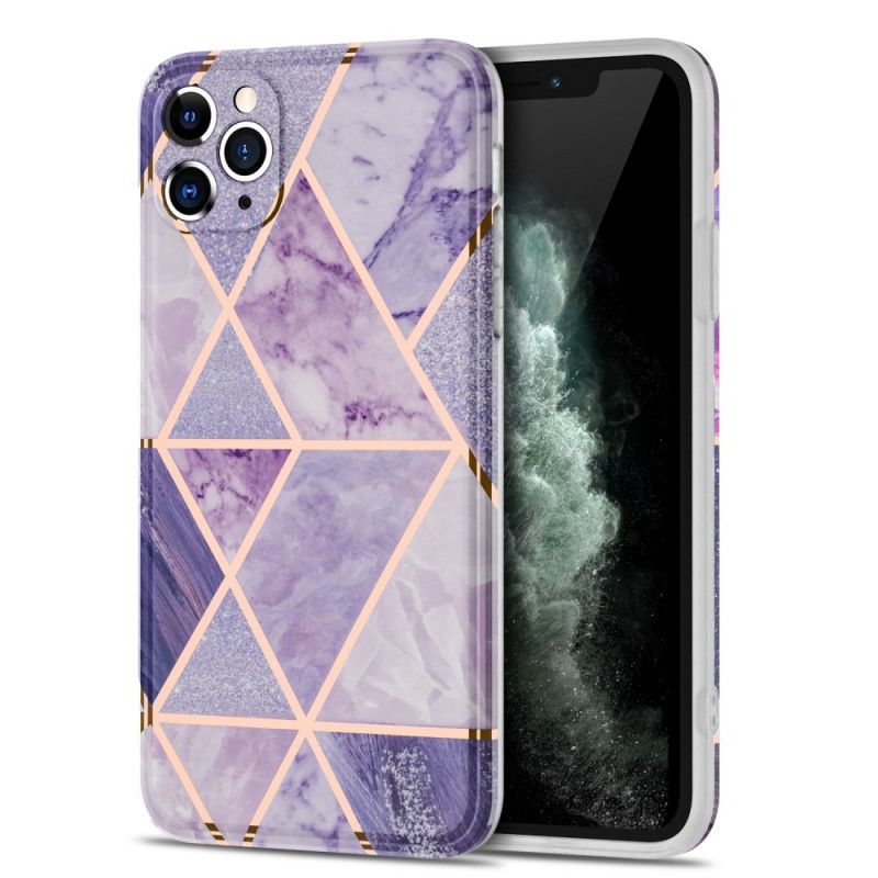 Hoesje voor iPhone 11 Pro Max Roze Zwart Marmeren Flitsende Geometrie