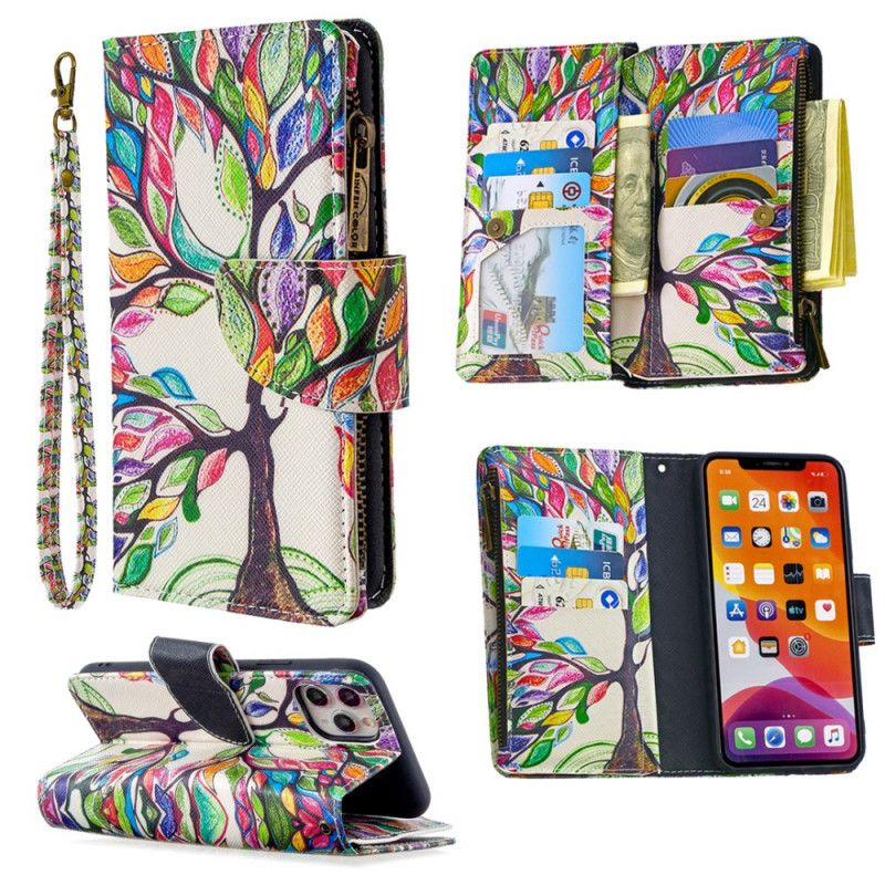 Leren Hoesje iPhone 11 Pro Max Lichtblauw Wit Telefoonhoesje Boomzak Met Ritssluiting