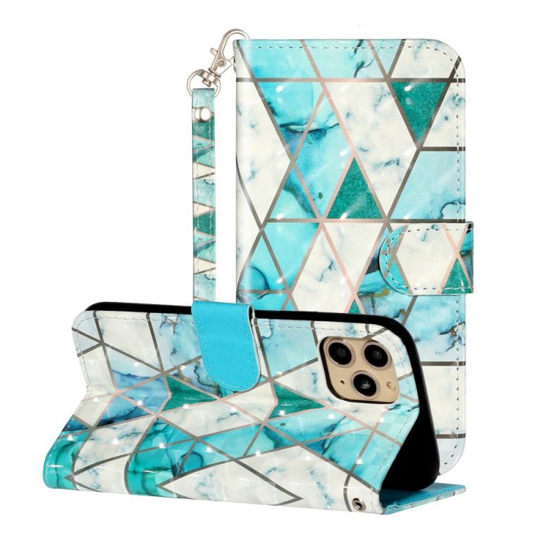 Leren Hoesje iPhone 11 Pro Max Telefoonhoesje Marmeren Lichtspots Met Strip