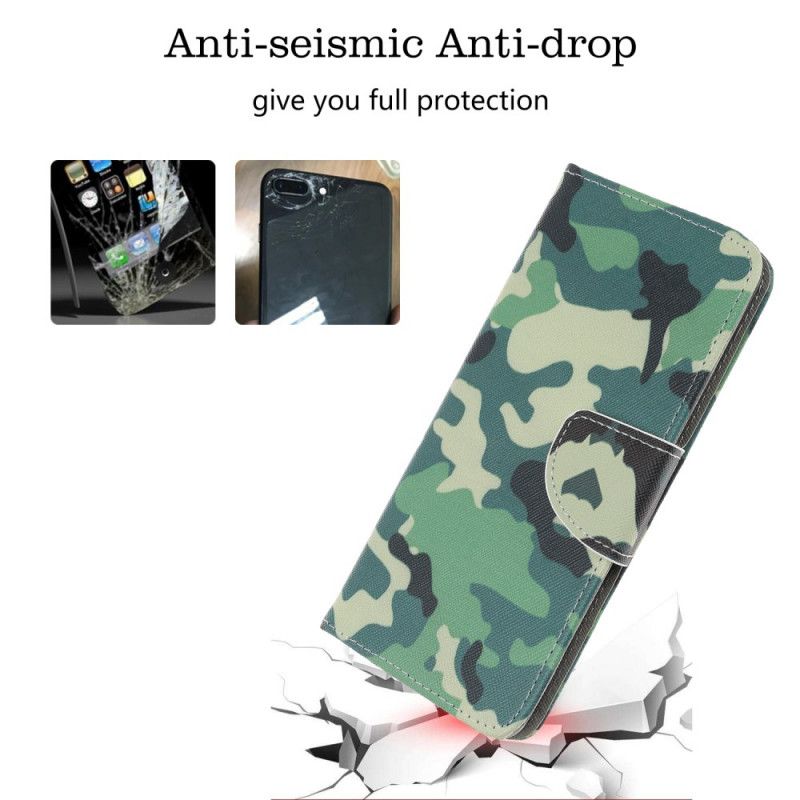 Leren Hoesje iPhone 11 Pro Max Telefoonhoesje Militaire Camouflage