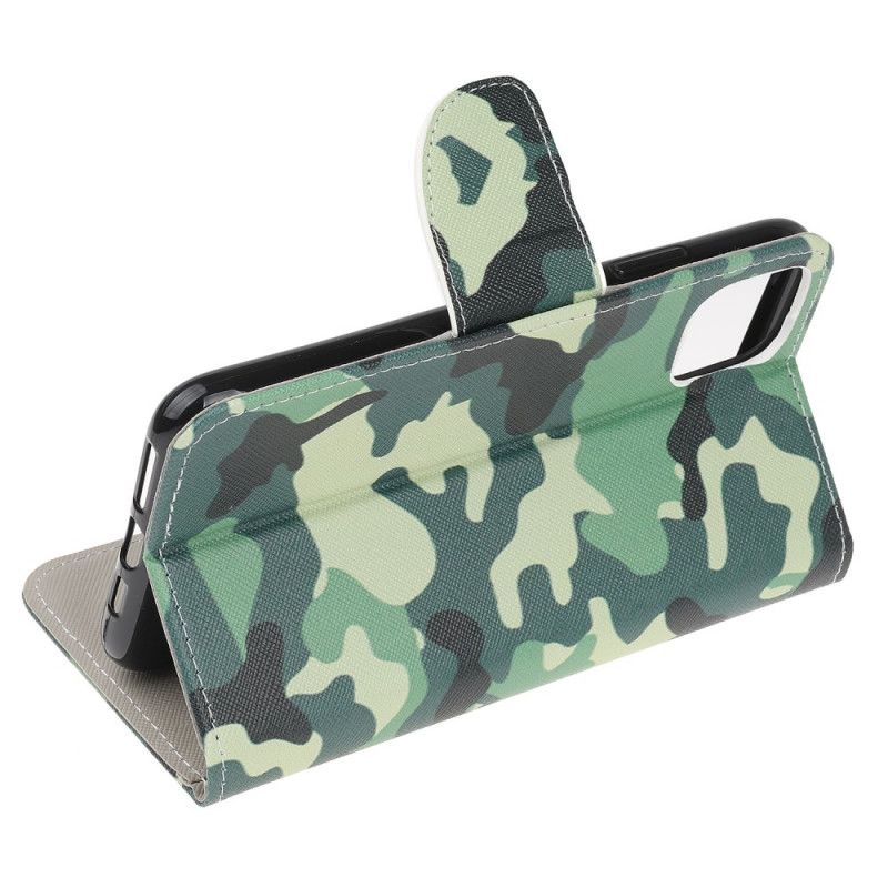 Leren Hoesje iPhone 11 Pro Max Telefoonhoesje Militaire Camouflage