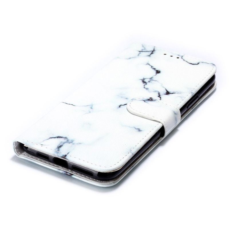 Leren Hoesje iPhone 11 Pro Max Wit Zwart Marmer