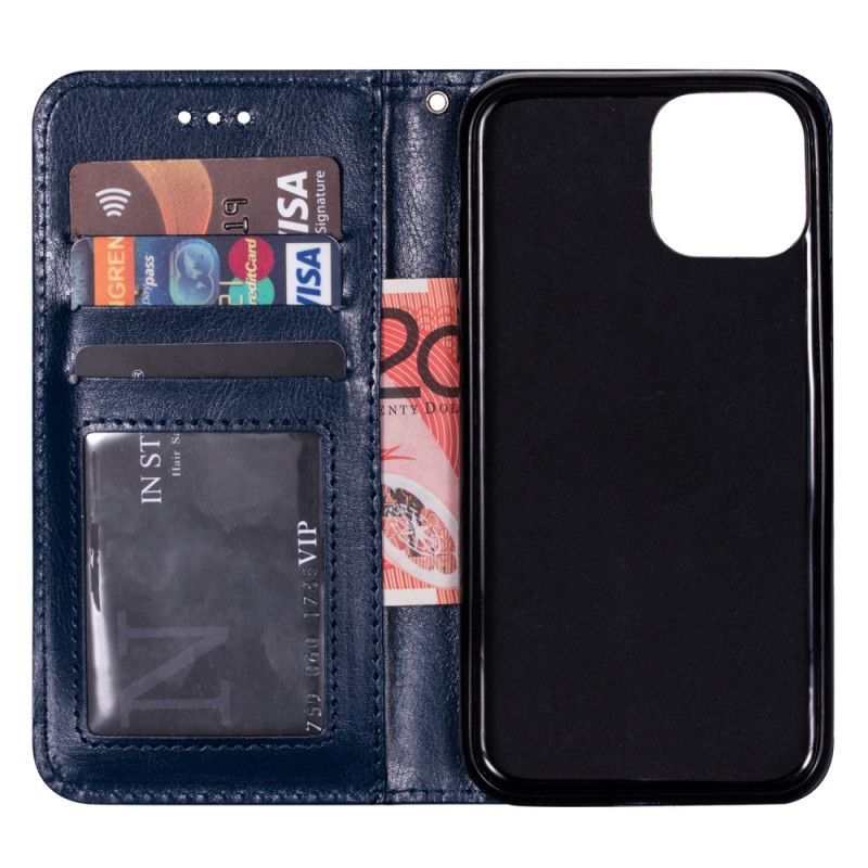 Leren Hoesje voor iPhone 11 Pro Max Roségoud Zwart Leereffect Met String