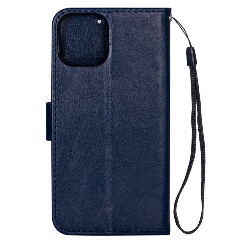Leren Hoesje voor iPhone 11 Pro Max Roségoud Zwart Leereffect Met String
