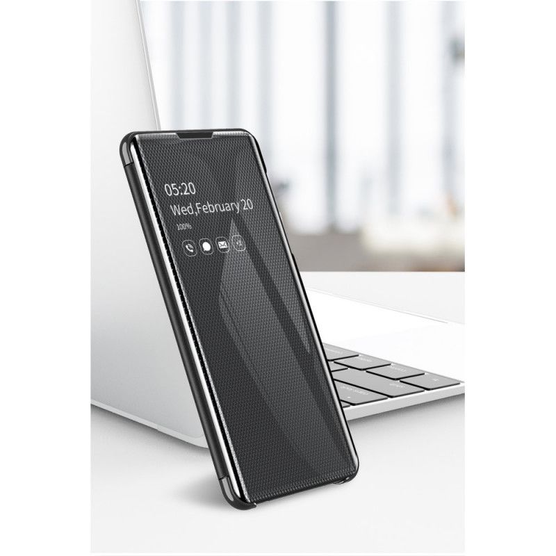 Zichtafdekking iPhone 11 Pro Max Wit Zwart Spiegel En Kunstleer