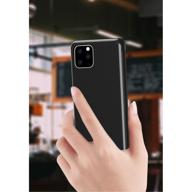 Zichtafdekking iPhone 11 Pro Max Wit Zwart Spiegel En Kunstleer