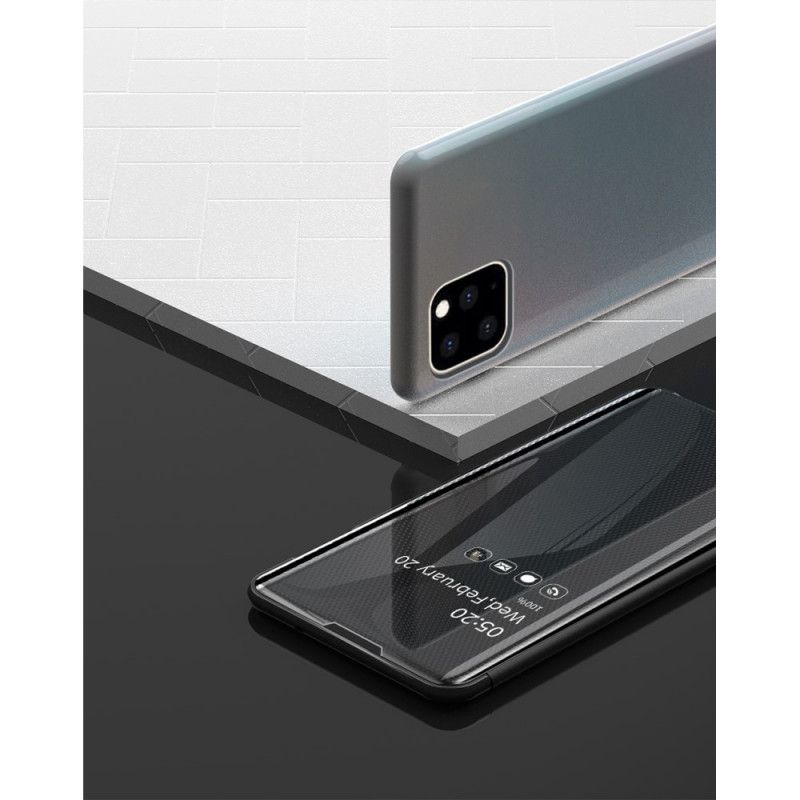 Zichtafdekking iPhone 11 Pro Max Wit Zwart Spiegel En Kunstleer