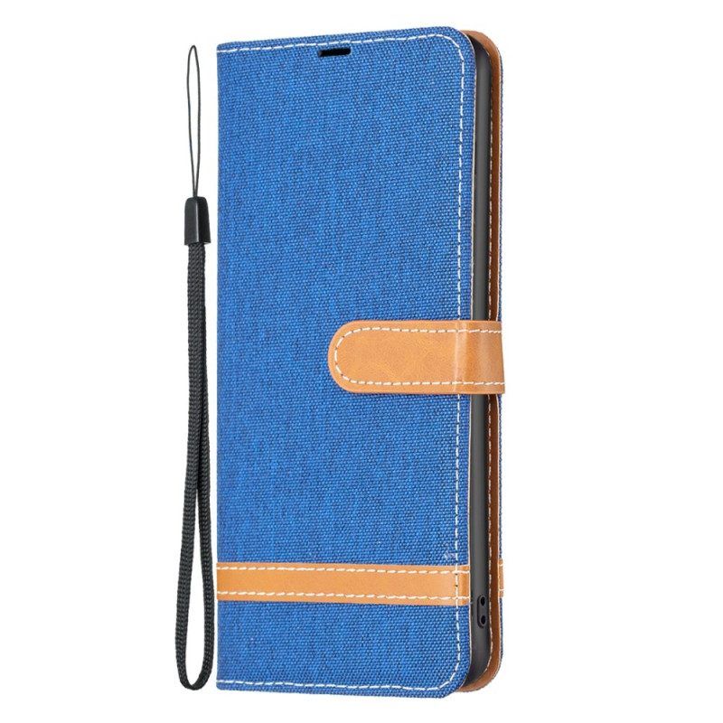 Folio-hoesje voor Xiaomi Redmi Note 12 5G Met Ketting Band Van Stof En Leereffect