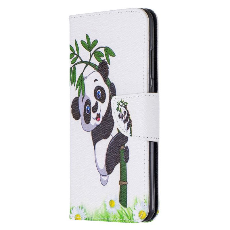Cover Folio-hoesje Xiaomi Redmi Note 8 Telefoonhoesje Panda Op Bamboe