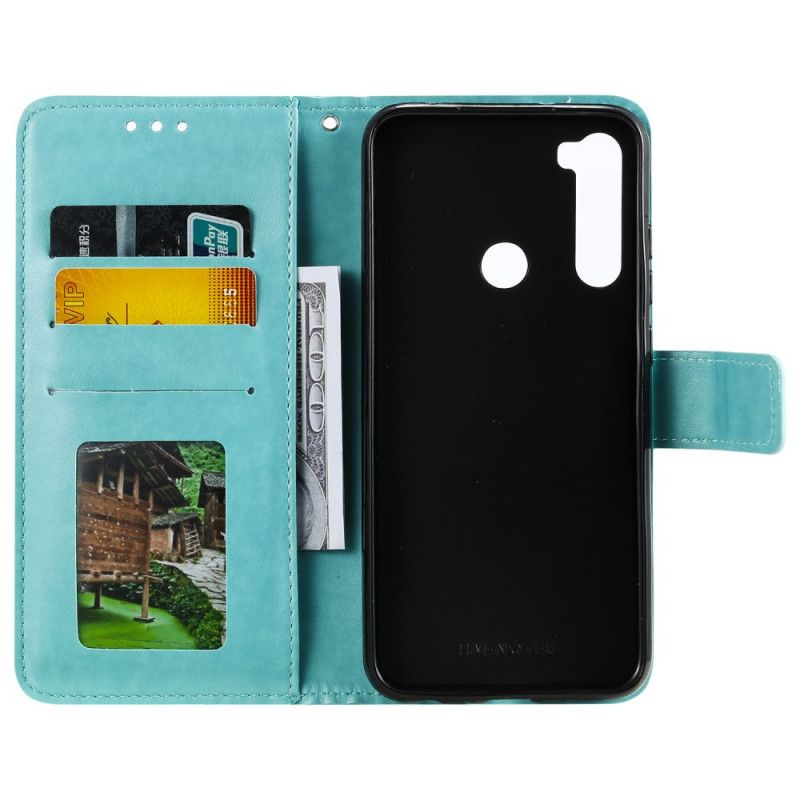 Flip Case Leren Xiaomi Redmi Note 8 Magenta Grijs String Mijmering