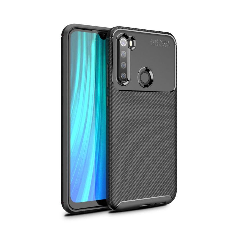 Hoesje voor Xiaomi Redmi Note 8 Donkerblauw Zwart Flexibele Koolstofvezeltextuur