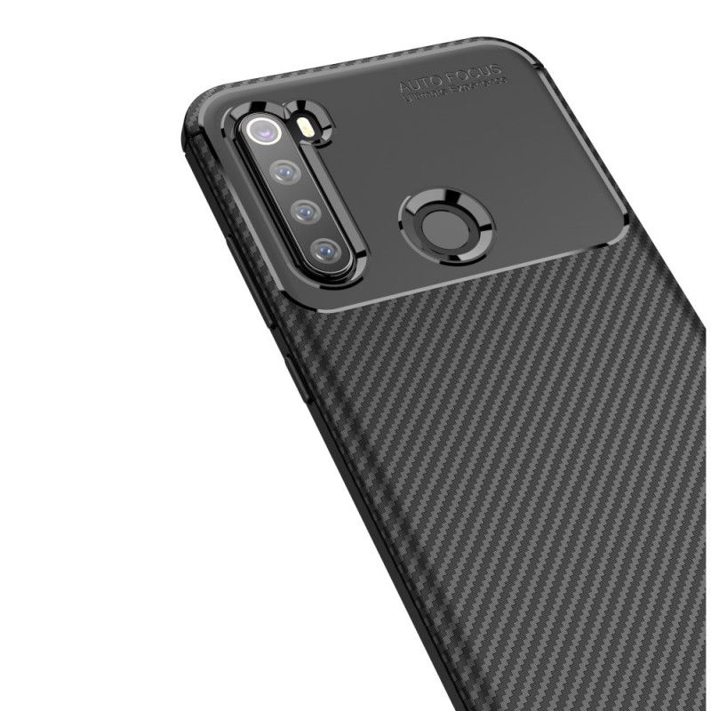 Hoesje voor Xiaomi Redmi Note 8 Donkerblauw Zwart Flexibele Koolstofvezeltextuur