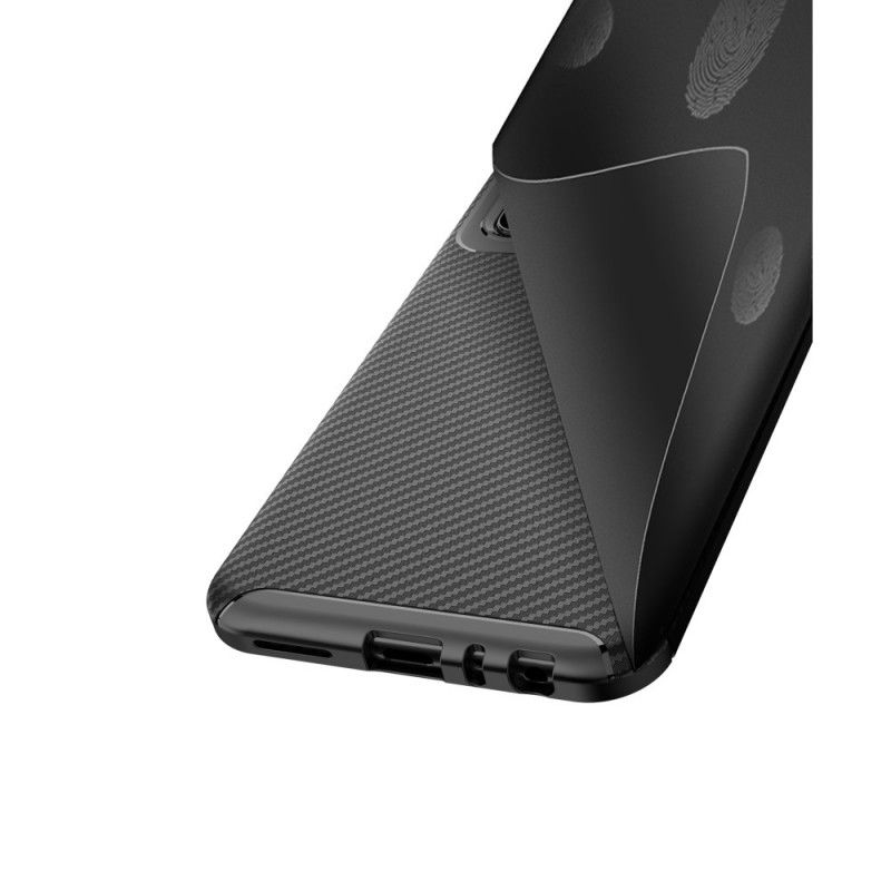 Hoesje voor Xiaomi Redmi Note 8 Donkerblauw Zwart Flexibele Koolstofvezeltextuur