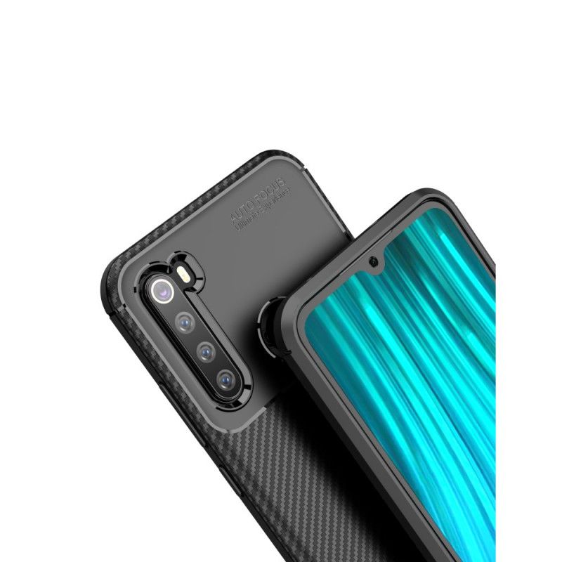 Hoesje voor Xiaomi Redmi Note 8 Donkerblauw Zwart Flexibele Koolstofvezeltextuur