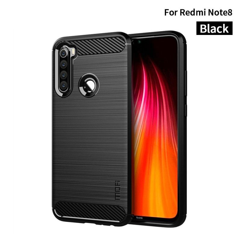 Hoesje voor Xiaomi Redmi Note 8 Grijs Zwart Mofi Geborstelde Koolstofvezel