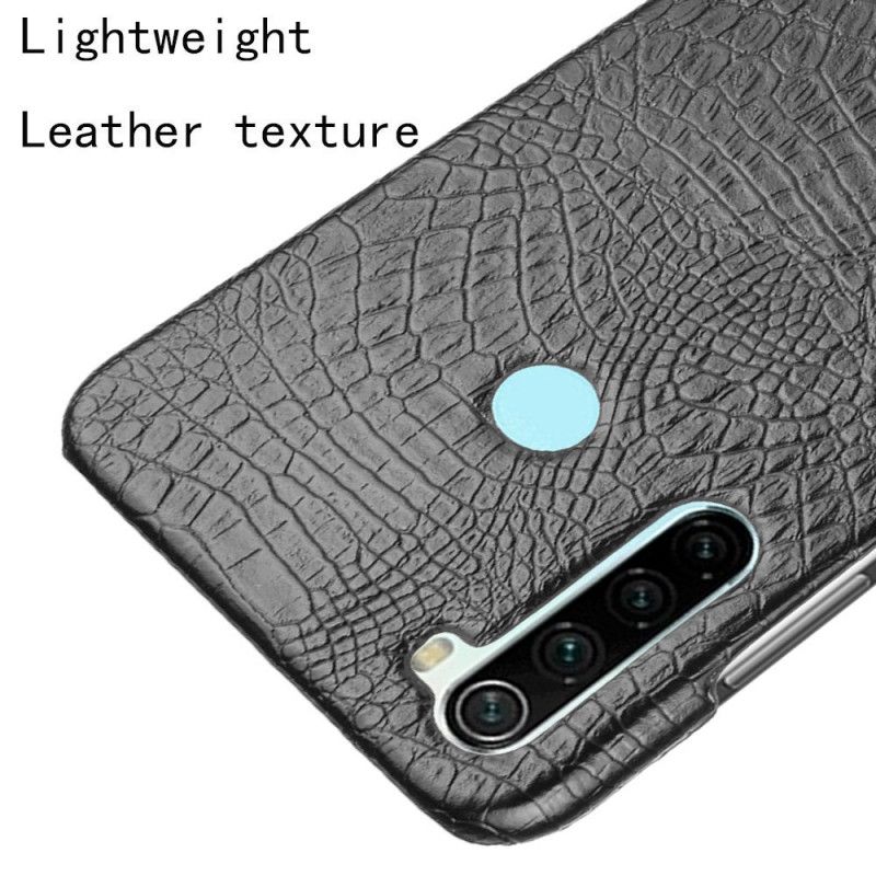 Hoesje voor Xiaomi Redmi Note 8 Wit Zwart Krokodillenhuidstijl