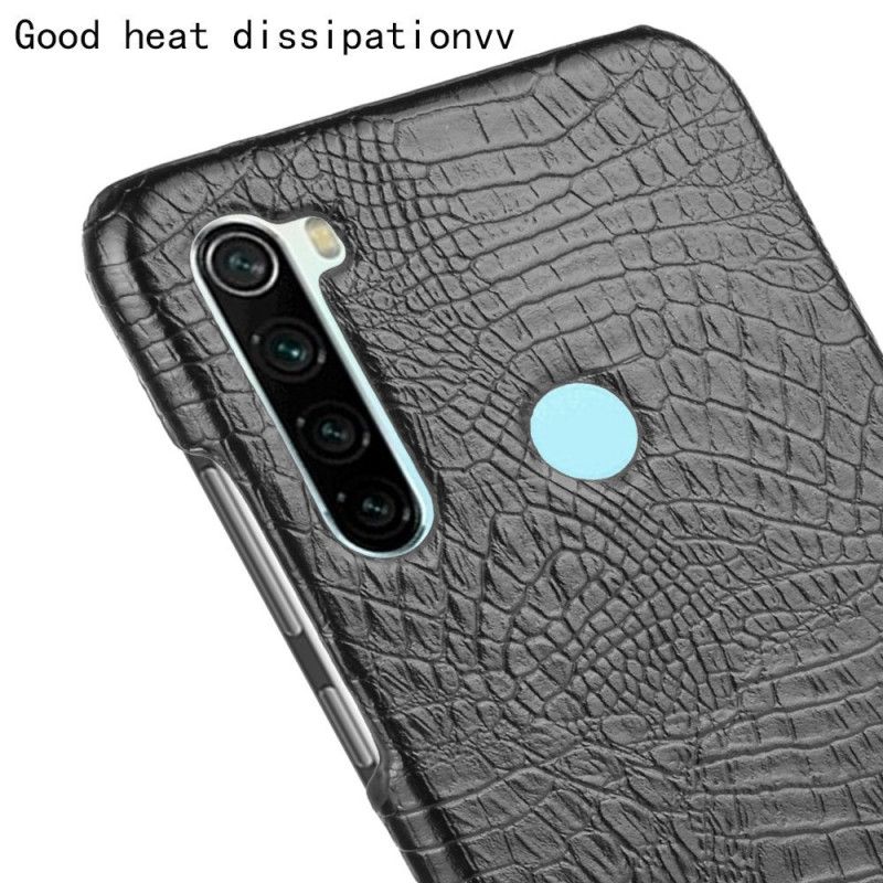 Hoesje voor Xiaomi Redmi Note 8 Wit Zwart Krokodillenhuidstijl