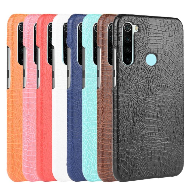 Hoesje voor Xiaomi Redmi Note 8 Wit Zwart Krokodillenhuidstijl