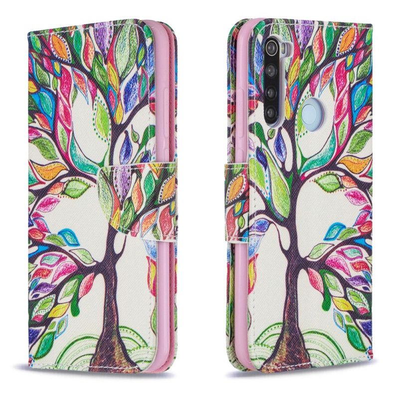Leren Hoesje voor Xiaomi Redmi Note 8 Gekleurde Boom