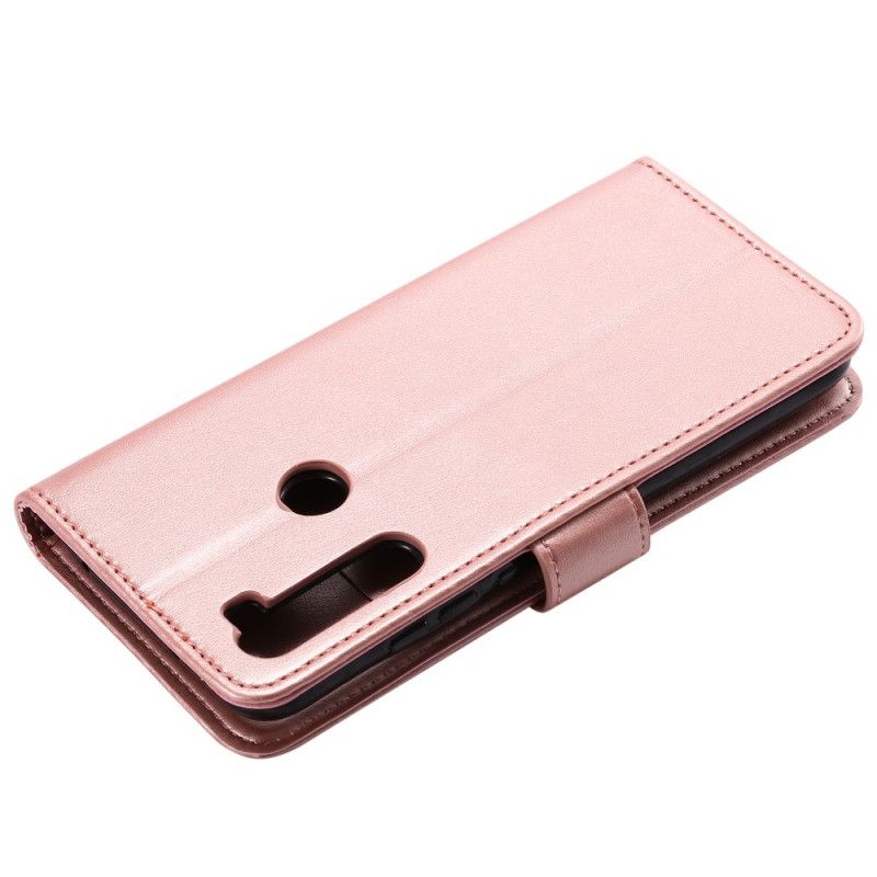 Leren Hoesje voor Xiaomi Redmi Note 8 Magenta Grijs Uilen Verliefd Op String