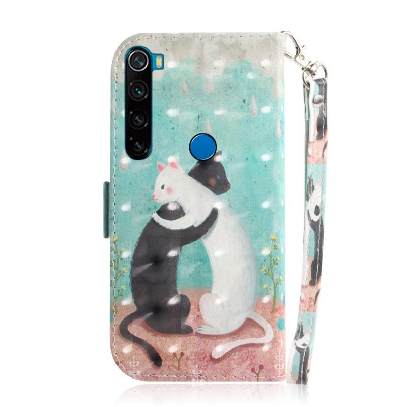 Leren Hoesje voor Xiaomi Redmi Note 8 String Kattenvrienden