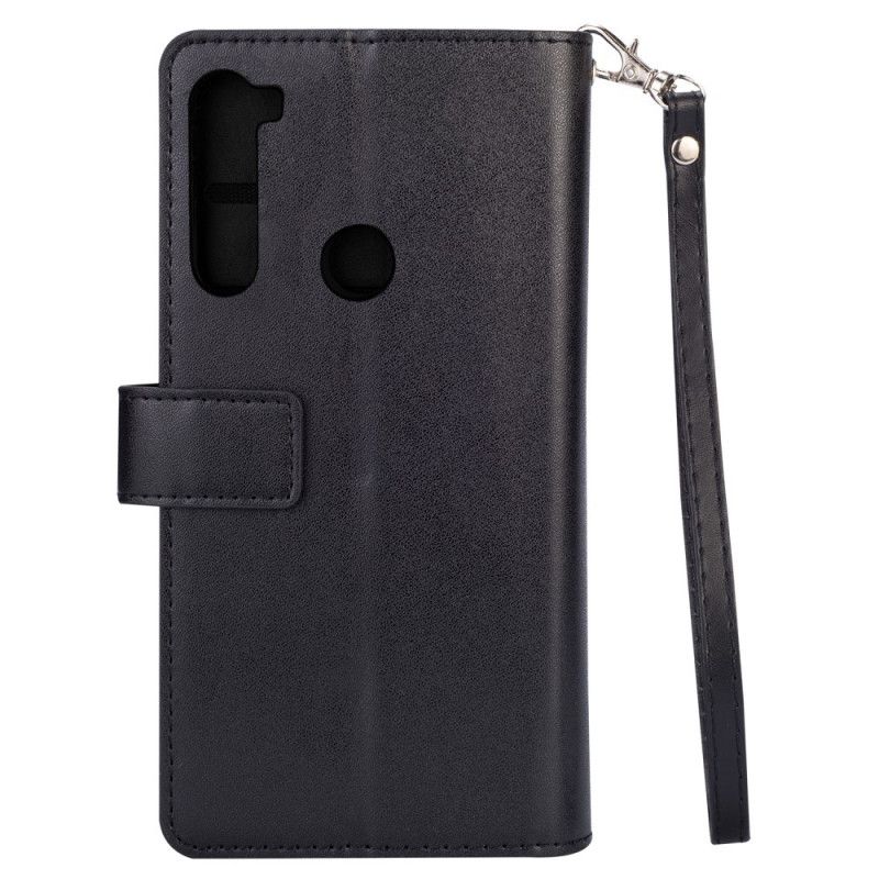 Leren Hoesje voor Xiaomi Redmi Note 8 Zwart Portemonnee Met Riem