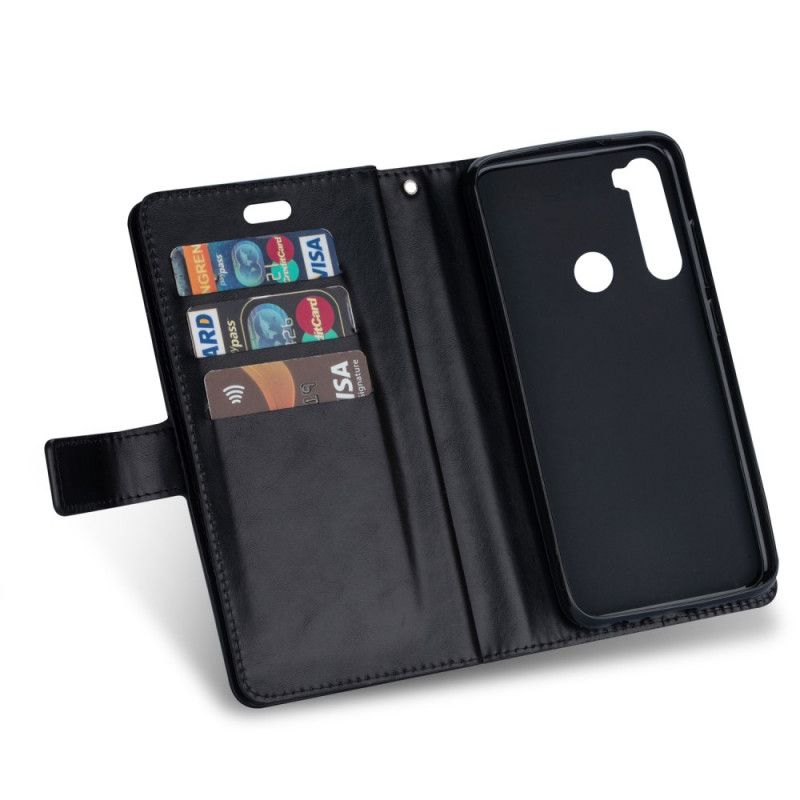 Leren Hoesje voor Xiaomi Redmi Note 8 Zwart Portemonnee Met Riem