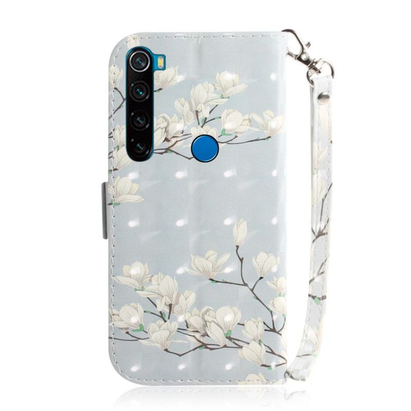 Leren Hoesje Xiaomi Redmi Note 8 Bloeiende Boom Met String