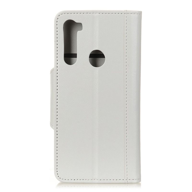 Leren Hoesje Xiaomi Redmi Note 8 Wit Sluiting Elegantie Van Imitatieleer
