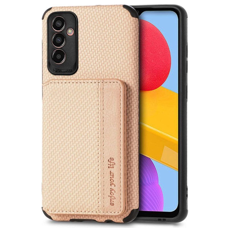 Hoesje voor Samsung Galaxy M13 Portemonnee Koolstofvezel En Magnetische Portemonnee