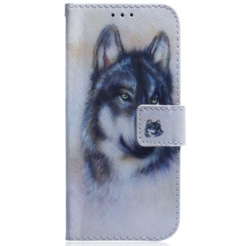 Leren Hoesje voor Samsung Galaxy M13 Met Ketting Strappy Aquarel Hond