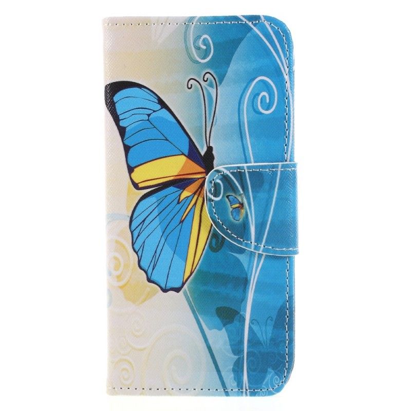 Cover Folio-hoesje Huawei P Smart Paars Lichtblauw Telefoonhoesje Vlinders