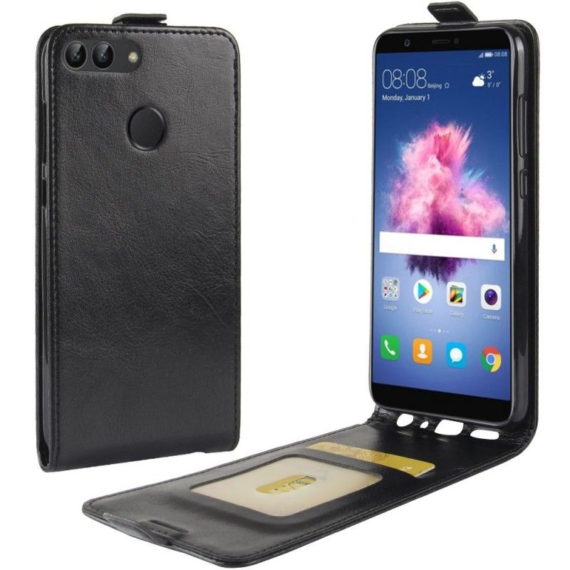 Flip Case Leren Huawei P Smart Wit Zwart Opvouwbaar