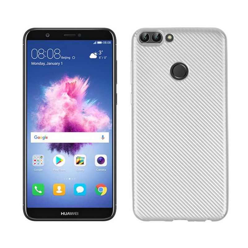Hoesje Huawei P Smart Gouden Flexibele Koolstofvezel